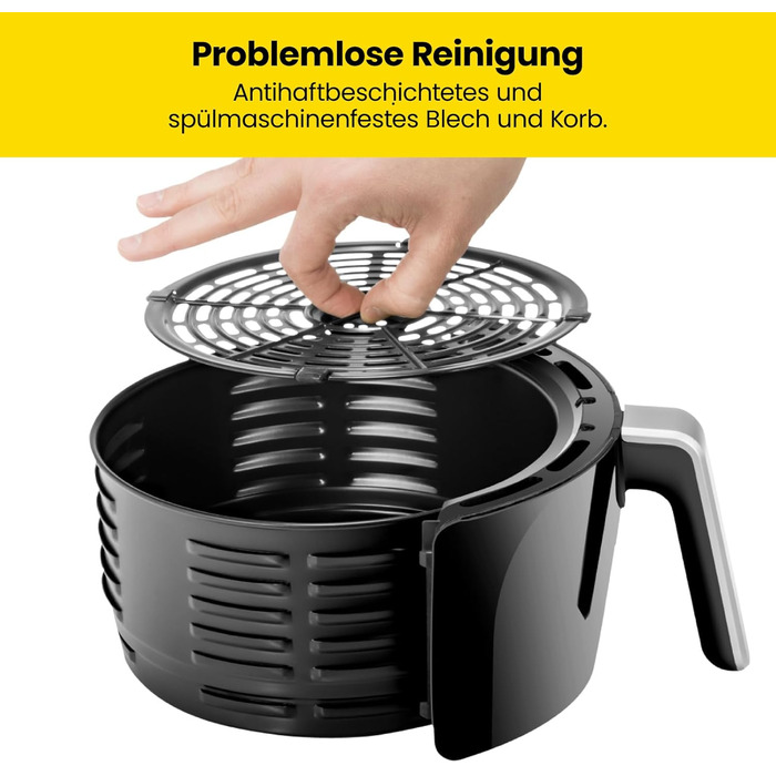 Фритюрниця Chefman TurboFry 1,9 літра, компактний розмір, 60-хвилинний таймер для швидкого та здорового приготування, для картоплі фрі, курки, м'яса, риби, овочів, можна мити в посудомийній машині, чорний