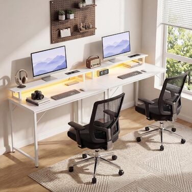 Комп&39ютерний стіл, ігровий стіл 120x50 см з RGB LED-підсвічуванням, стіл з розеткою, комп&39ютерний стіл з підставкою для монітора, маленький стіл для невеликих приміщень, кабінет, спальня, офіс, білий, 120 см