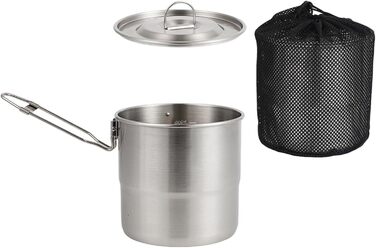 Легкі кемпінгові горщики з нержавіючої сталі для приготування їжі на свіжому повітрі, багатофункціональні для шукачів пригод та любителів активного відпочинку. Багатофункціональні кемпінгові горщики з ручкою.