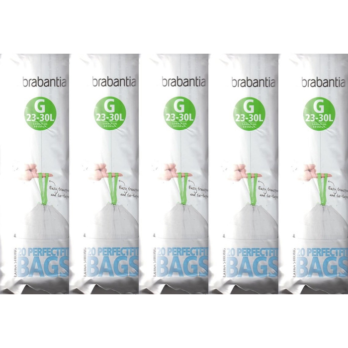 Міцні сміттєві пакети Brabantia, розмір G, 2330 літрів, 5 упаковок по 20 пакетів (20 пакетів в упаковці)