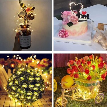 Світлодіодна батарея казкових вогнів, 12x20 мікро світлодіодів міні казкові вогні мідного дроту, що працюють від батареї, 2M DIY м