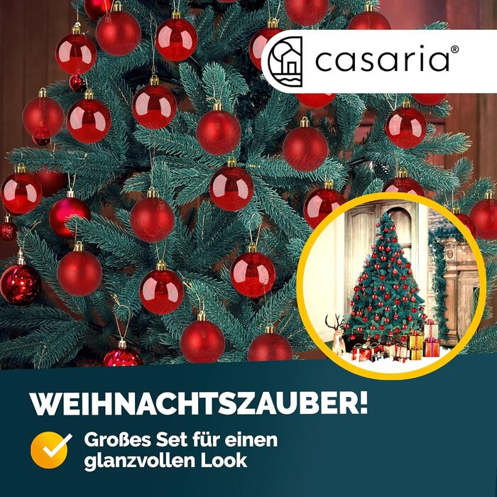 Різдвяні кульки набір з 54 шт червоні Deuba