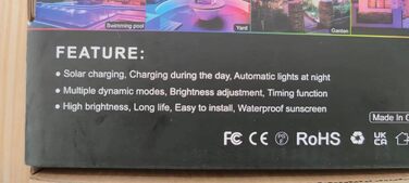 Зовнішня світлодіодна стрічка Lumtang Solar Outdoor, Світлодіодна стрічка 5 м, сонячні ліхтарі на сонячних батареях, що змінюють колір, з 8 режимами освітлення, вечірка, сад, басейн, табір, прикраса на відкритому повітрі. (Rgb, 10 М)