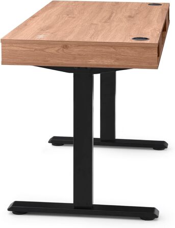 Робочий стіл у стилі Worktime 120x60 см Робочий стіл з електричним регулюванням висоти, функцією пам&39яті, зворотним відліком часу стоячи, USB-хабом, шухлядою та відділеннями для зберігання, дуб/чорний