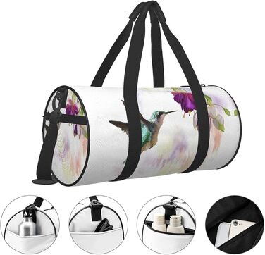 Дорожня сумка-шопер Колібрі з квітковим малюнком, велика спортивна сумка для фітнесу та подорожей, сумка для покупок, на вихідні та для ночівлі, унісекс