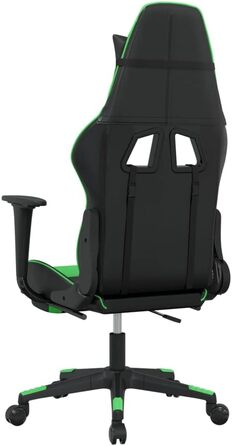 Геймерське крісло з підставкою для ніг, чорно-зелене, зі штучної шкіри
