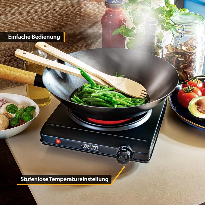 Перша конфорка TZS в Австрії Одинарна безступінчаста плита Кераміка ВСІ види горщиків Ø 19,4 см Швидкий нагрів Світловий індикатор інфрачервоний Окремо