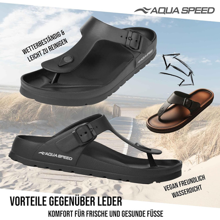 Шльопанці Aqua Speed Monaco Сандалі для купання з EVA для жінок та чоловіків Двостороння щільність, комфорт та стиль, 36 EU, чорний