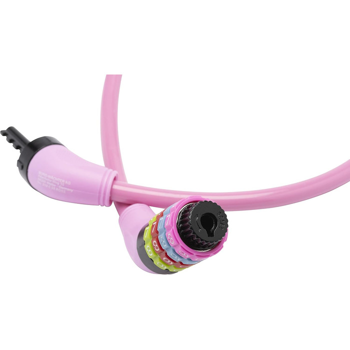 Велосипедний замок Burg-Wchter з кодовим замком, спіральний, тросовий, кабельний, 65 см завдовжки, діаметр 10 мм, рожевий