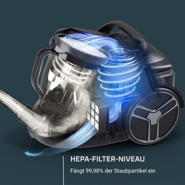 Безмішковий пилосос Дім та автомобіль висока потужність всмоктування низьке енергоспоживання фільтрація HEPA потужність XXL чорний