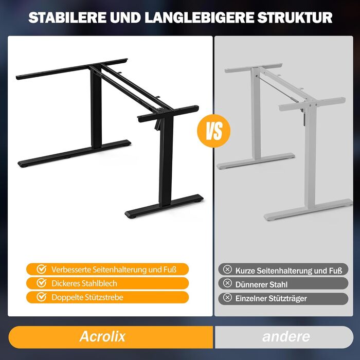 Кутовий стіл, регульована висота, L-подібна, 150 x 100 см, електричне регулювання висоти, ергономічний стіл з підставками для чашок та гачками, стабільний офісний стіл, чорний карбон, чорний карбон L-подібний 59