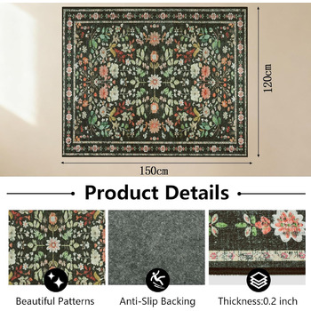 Захисний килимок для офісних крісел, 120x150 см, нековзний, для офісних крісел, захисний килимок для твердих підлог, килимове покриття для твердих підлог, ламінат та плитка, чорний, 120x150 см