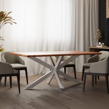 Ніжки для столу CLP Hardwick I Полозки для саморобних столів висотою 71 см I Каркас столу у формі зірки виготовлений зі сталі з порошковим покриттям, колір білий, розмір 150x78x71 см