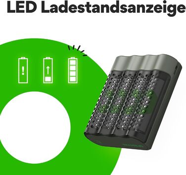 Зарядний пристрій, включаючи 4 батареї типу AA ємністю 2600 мАг, 452, USB-