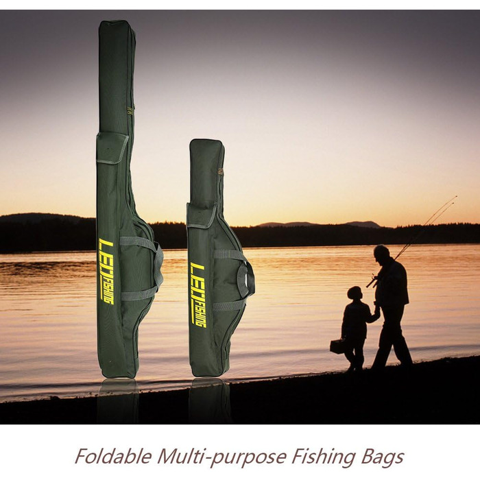 Сумка для риболовлі Lixada 100 / 150 см, багатоцільова складна сумка для вудки, кишені на блискавці, сумка для зберігання, темно-зелена - 150 см