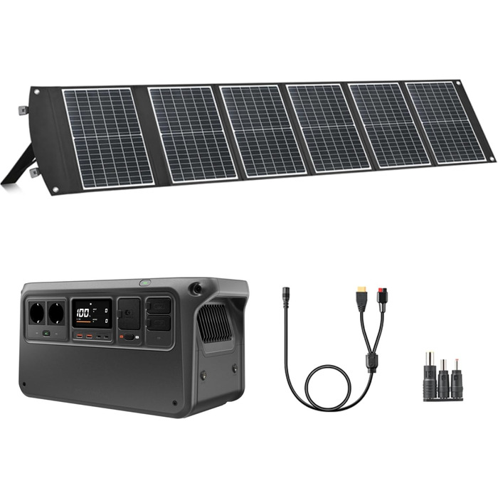 Портативна сонячна електростанція DJI Power 1000 V2 потужністю 1024 Втгод, 2600 Вт з 1 складною сонячною панеллю 100 Вт, електрогенератор для кемпінгу/дому/кемперів. MPPT продається окремо. Power 1000V2 сонячна панель 100 Вт
