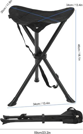 Вуличний штатив-стілець Alomejor, вантажопідйомність 200 кг, 3-ногий штатив-стілець, портативний складний стілець для риболовлі, кемпінгу, пікніків, чорний