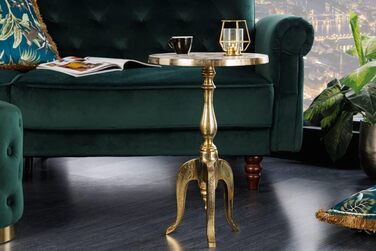 Бароковий журнальний столик Savoy 55 см, золотистий металевий штатив, круглий, вінтажний