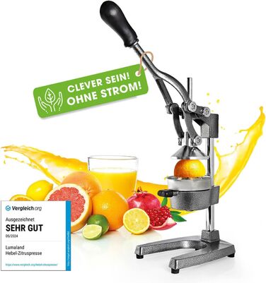 Соковижималка з нержавіючої сталі Lumaland Високоякісна, дуже тиха, ручна соковижималка для цитрусових Стильна ручна соковижималка