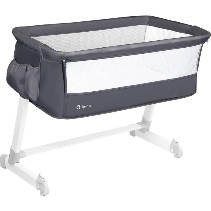 Дитяче ліжечко Lionelo Theo 2-в-1, темно-сіре, від народження до 9 кг, темно-сіре, Theo