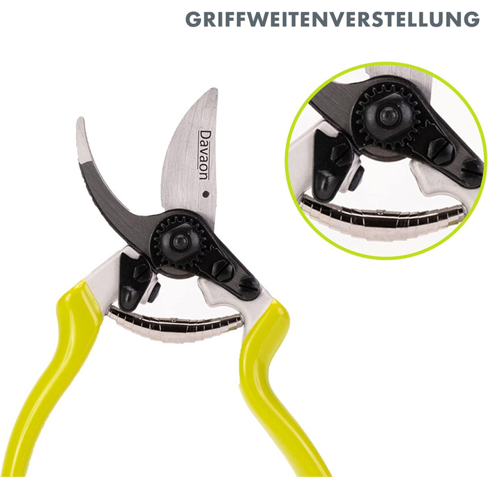 Професійні садові ножиці Davaon з двостороннім механізмом - Ручні ножиці для живоплоту з м&39якою рукояткою та регульованою шириною ручки для точного зрізання - Ножиці для дерев та садові ножиці - Преміальний садовий інструмент Класичні садові ножиці з дв