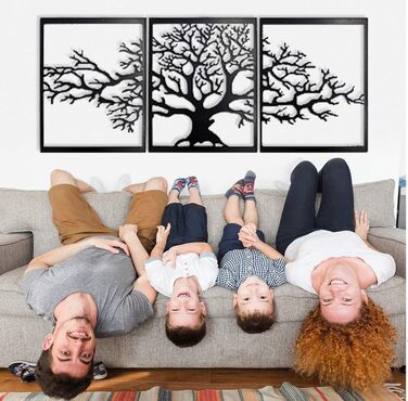 Металеве дерево життя BAUPOR, прикраса для стін, 3D-скульптура з металу, для дому, офісу, спальні, вітальні, зовнішнього оздобленн