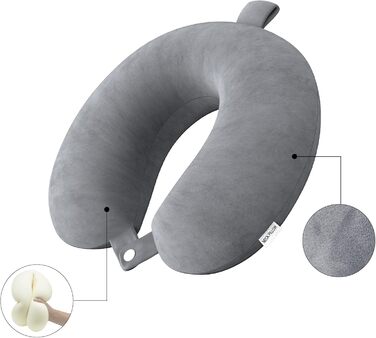 Подушка з піни памяті Neck Pillow Lightweight Quick Pack for Airplane Train Car Travel Camping Neck Support Pillow (темно-сіра)