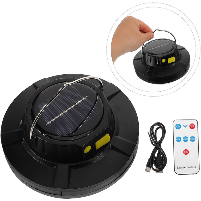 Сонячний кемпінговий ліхтар Hemobllo з регульованим портативним ліхтарем для кемпінгу, кемпінгу та намету, акумуляторний, USB-кабель, аварійне освітлення