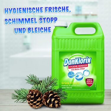 Засіб для гігієни Dan Klorix Зелена свіжість з хлором 5 л - засіб для дому та саду, високоефективний проти бактерій, вірусів, мікробів та плісняви