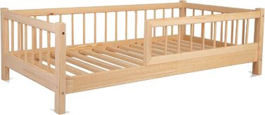 Дитяче ліжко Alije із захистом від падіння 70x140 см NINA з рейковою основою з соснової деревини для дитячих будинків, хлопчиків та дівчаток - дерев&39яне ліжко, дитяче ліжко, дитяча кімната, декор для хлопчика, 70 x 140 натуральне дерево