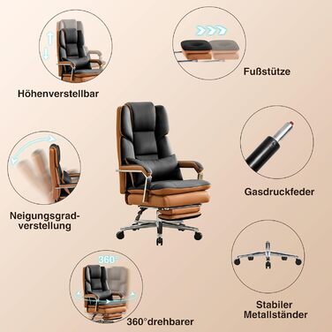 Ергономічне офісне крісло Storeo Imp, до 200 кг, штучна шкіра, чорне