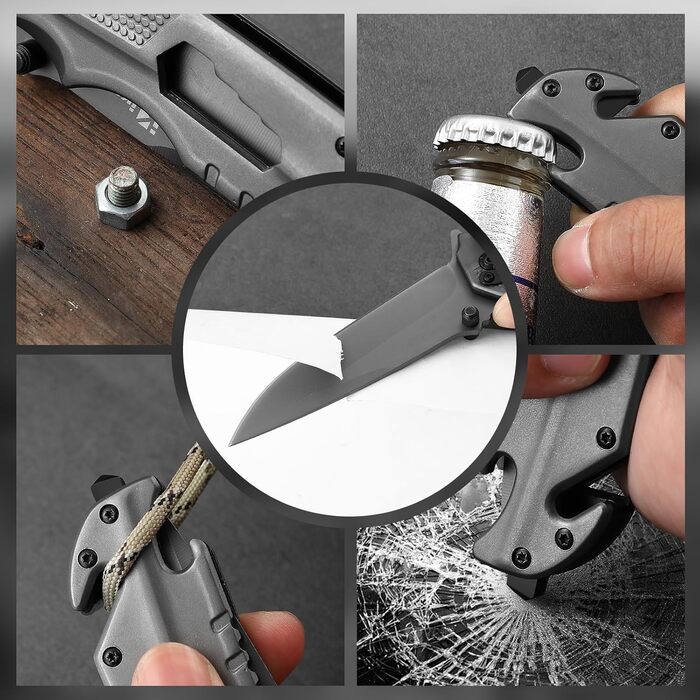 Багатофункціональний складаний ніж IKORES, 22 см одноручний ніж з нейлоновими піхвами та кишеньковою кліпсою, відкривачкою для пля