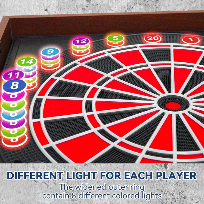 Електронна мішень для дартсу зі світлодіодним підсвічуванням, електричне цифрове табло для дорослих з корпусом з масиву дерева, підходить для стандарту YL