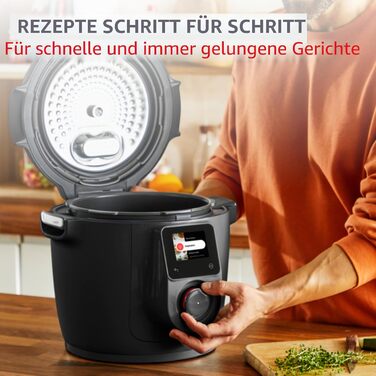 Мультиварка-скороварка Moulinex Cookeo Wi-Fi 10-в-1, 10 режимів приготування, покрокові інструкції, CE96G810, чорна