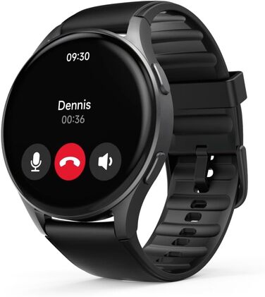 Розумний годинник Hama 8900 з GPS, водонепроникний IP68, функція телефону (сенсорний AMOLED-дисплей, голосове керування, спортивні режими, трекер сну, пульсометр, WhatsApp, годинник для бігу, пульсометр, фітнес-годинник) чорний