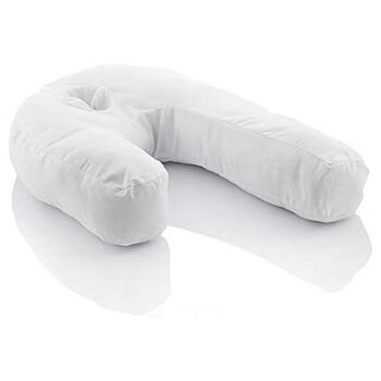 Ергономічна подушка для сну на боці U-подібної форми, ідеальна для вагітних, сприяє спокійному диханню, зменшує хропіння, бавовна та поліестер, біла, 39 x 57 x 14 см