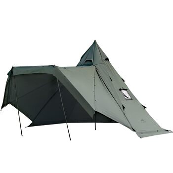 Намет TOMOUNT, бавовняний індіанський намет, високий коник 2,8 м, для 6-8 осіб, пірамідальний намет з отвором для плити, 4-сезонний кемпінговий намет для активного відпочинку, кемпінгу, пішого туризму, трекінгу, зелений