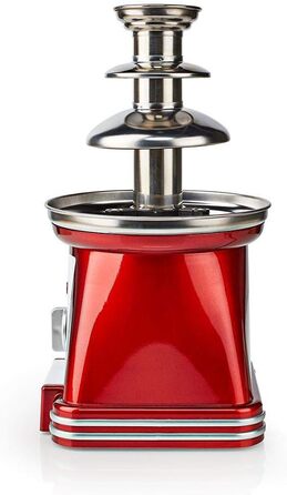 Шоколадний фонтан Nedis - Ретро дизайн із пластику та нержавіючої сталі з 3 рівнями - Можна мити в посудомийній машині - діаметр 40 см - Червоний та білий