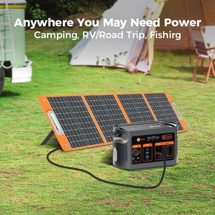 Портативна електростанція FlashFish потужністю 300 Вт із сонячною панеллю 100 Вт, акумулятором LiFePO4 ємністю 179,2 Втгод, швидкою зарядкою 0-80 за 1 годину, функцією EPS, багатофункціональним сонячним генератором для кемпінгу, активного відпочинку на пр