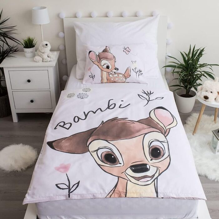 Дитяча постільна білизна Disney Bambi, 100 бавовна, підковдра 100 x 135 см наволочка 40 x 60 см