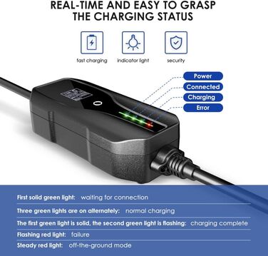 Зарядний кабель для електромобілів тип 2 7,5 м Zimking 6/8/10/13/16 А Регульовані зарядні пристрої для електромобілів з цифровим д