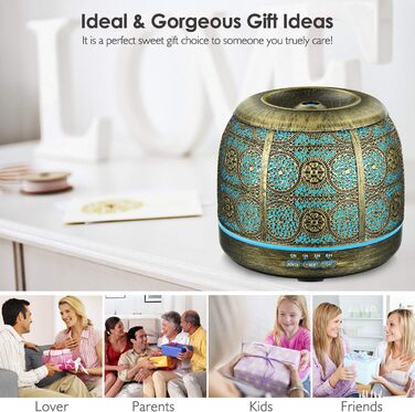 РОЗПРОДАЖ Ароматичний дифузор оновленої версії, 500 мл металевий ароматерапевтичний дифузор для ефірних масел, 7 кольорових ароматичних ламп, старовинний зволожувач повітря з дифузором для дитини, домашнього офісу або йоги