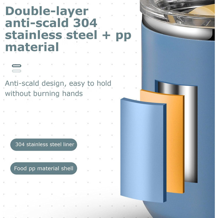 Ізольована металева кружка кухоль з нержавіючої сталі об&39ємом 450 мл, з подвійними стінками, що зберігають тепло Кришка з ручкою для дорожньої кавової кружки, для кемпінгу та дорослих, Hydrat Blue