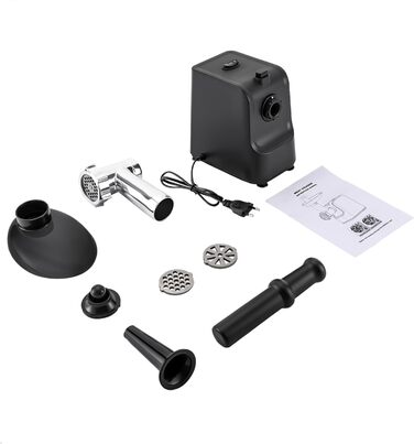 Електрична м'ясорубка Dekltus 1000 Вт з 3 перфорованими дисками з нержавіючої сталі, пробкою, набором для кеббе, фаршем, машиною д