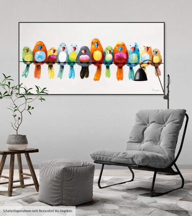 Картина на полотні ArtLoft 100 РУЧНИЙ РОЗПИС 120x60см Картина Друзі на все життя Папуга Барвисті Фотошпалери вітальня