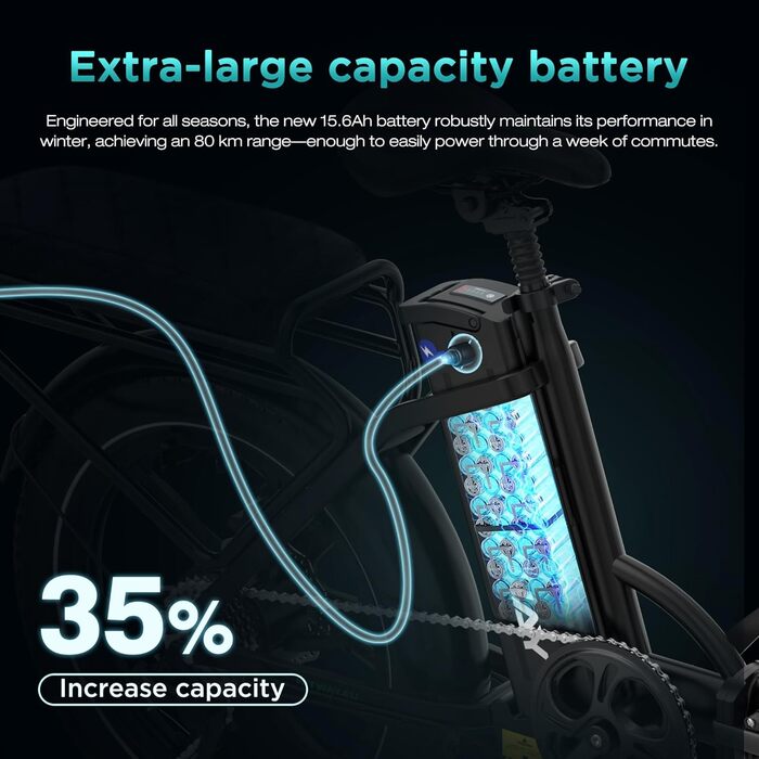 Електричний велосипед HITWAY E Bike BK6SL1-36V15.6Ah з двигуном 250 Вт, 20-дюймовий, запас ходу 70-150 км, 7 швидкостей, керування через додаток, складаний, водонепроникний педелецький велосипед IP54 SILVER