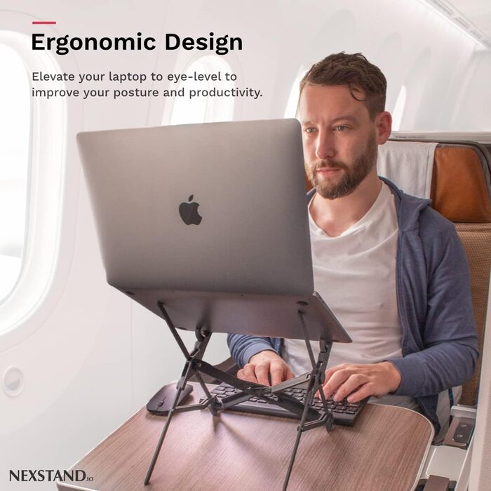 Складана підставка для ноутбука з карбону, портативна, 7 рівнів регулювання висоти, ергономічна. Підвищення для ноутбука на стіл для MacBook та інших моделей., 1