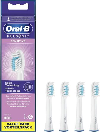 Електрична зубна щітка Oral-B Pulsonic Slim Luxe 4000 Sonic, платинова та чутлива щітки для звукових зубних щіток, 4 шт. и, насадка для зубної щітки Oral-B Звукова зубна щітка