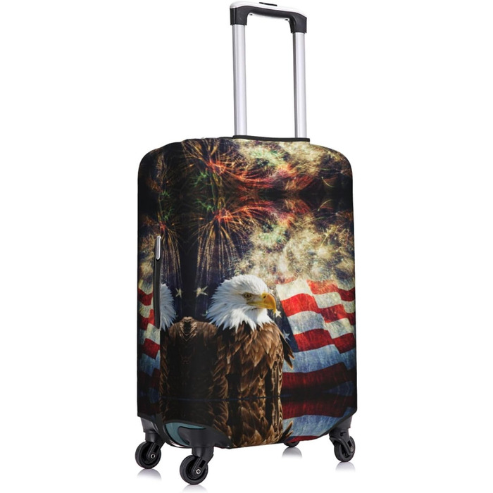 Чохол для валізи Пілотний кокпіт, захист від пилу та подряпин, принт з американським прапором, орлом та феєрверком, розмір 80 см