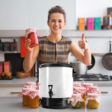 Консервуюча машина Arebos 2500 Вт Горщик для консервації 28 л з термостатом і захистом від перегріву Плавне регулювання температури 30-110C Глінтвейн Винар Торговий автомат для глінтвейну Торговий автомат з гарячими напоями